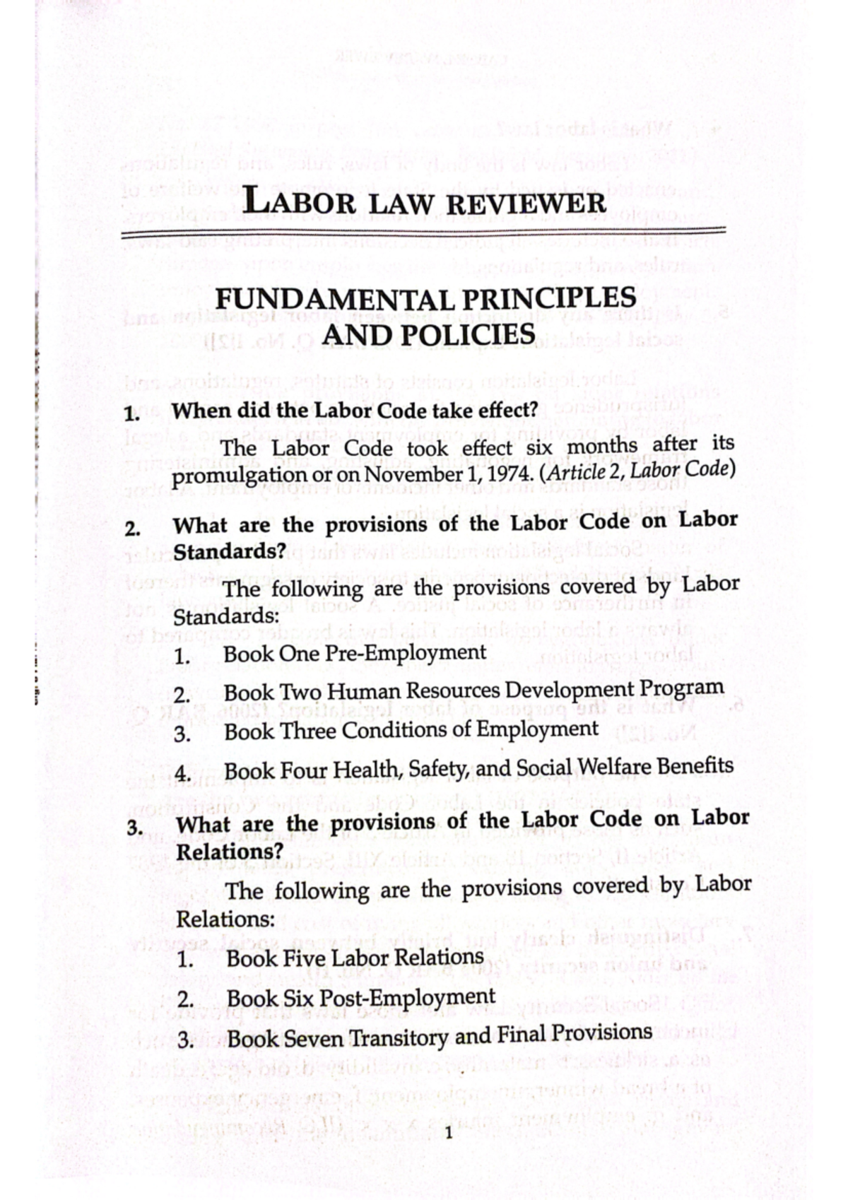 Principles of Labor Law: Duano Overview and Key Concepts - Studocu