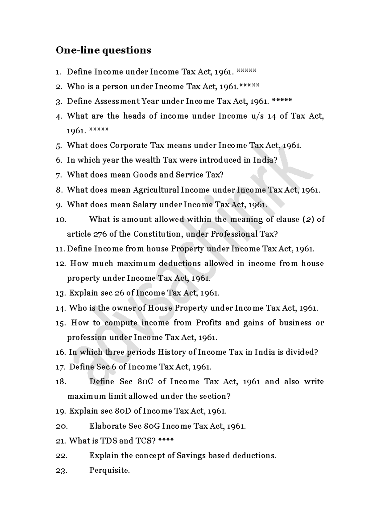 Taxation Law Sem 6: Short Answer & Key Concepts Summary - Studocu