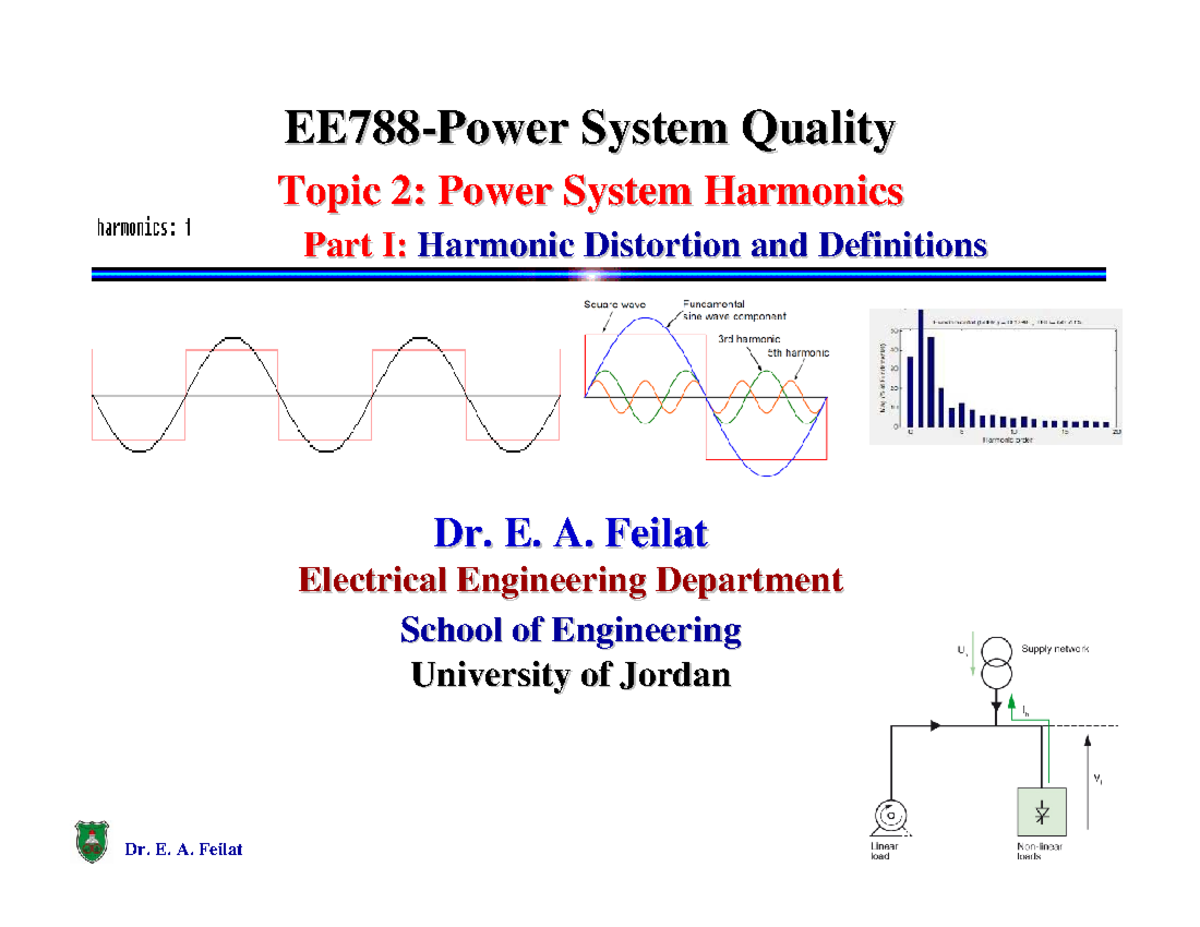 EE788 Topic 2 Part I: Understanding Harmonics in Power Systems - Studocu