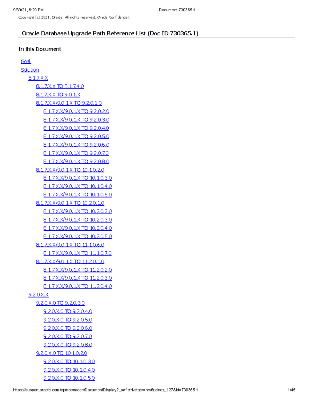 Oracle Database Upgrade Path Reference List (Doc ID 730365 - Copyright ...