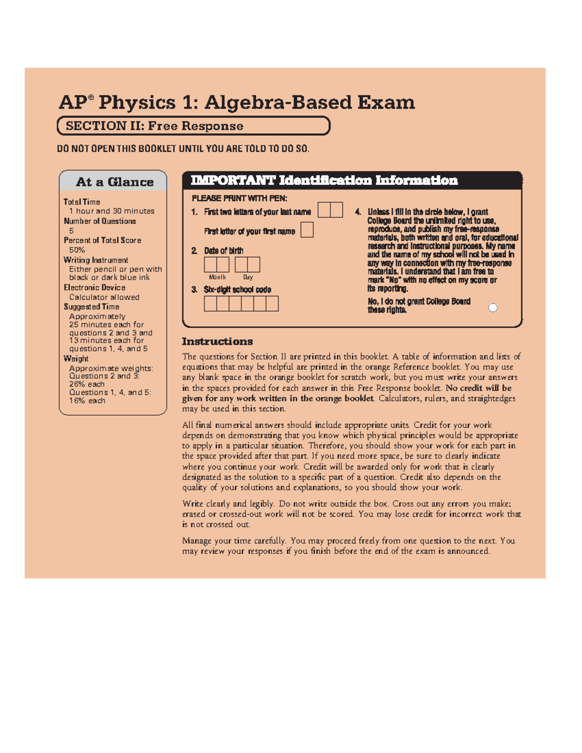 AP Physics 1 2022 Practice Exam 2: Free Response Questions Guide - Studocu