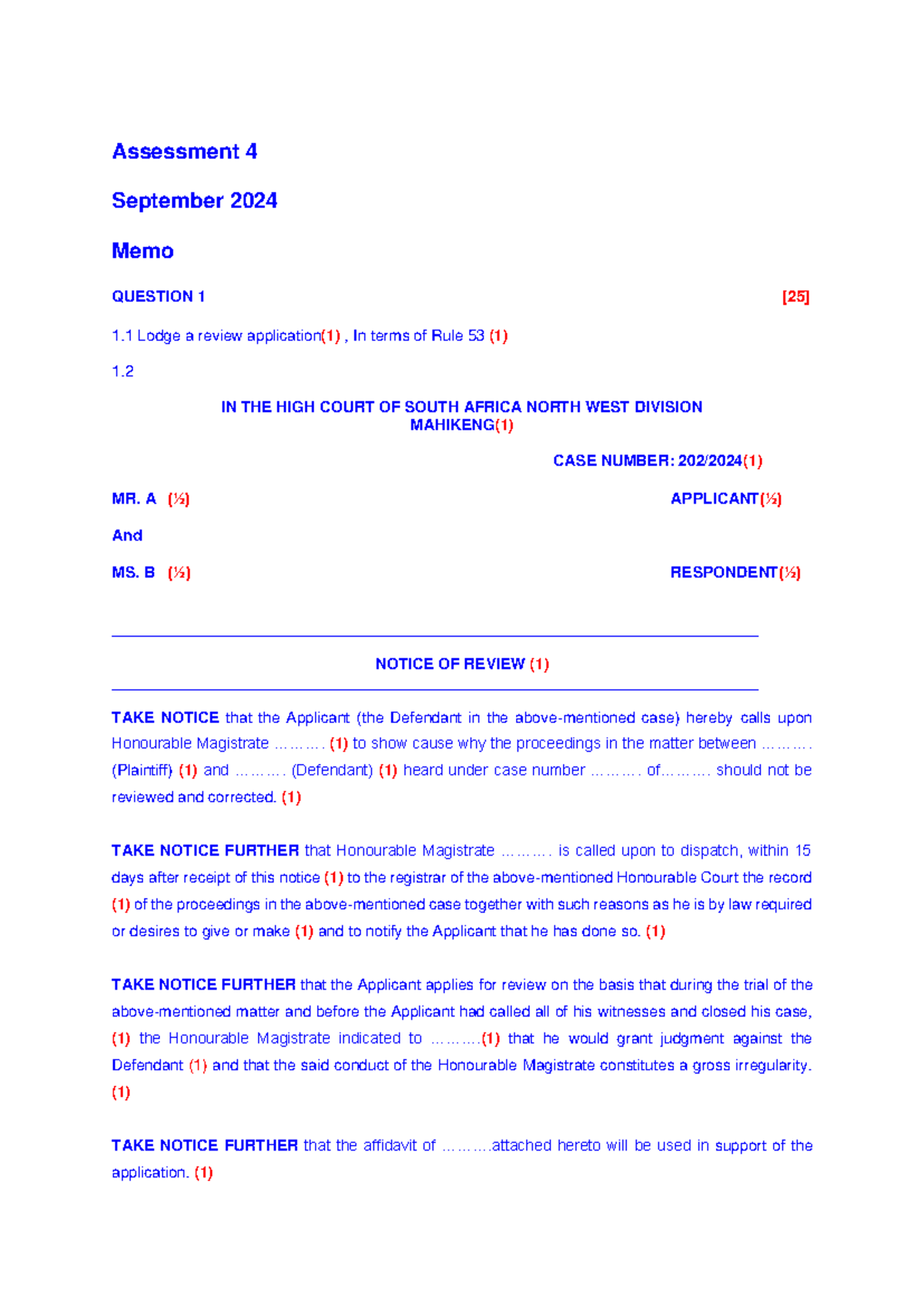 IURI 376 Assessment 4 Memo 202409 - Assessment 4 September 2024 Memo ...
