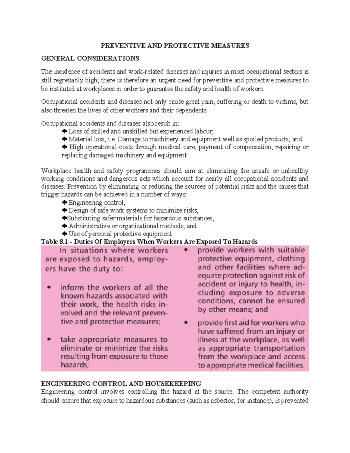 Preventive and Protective Measures in Occupational Safety - Studocu