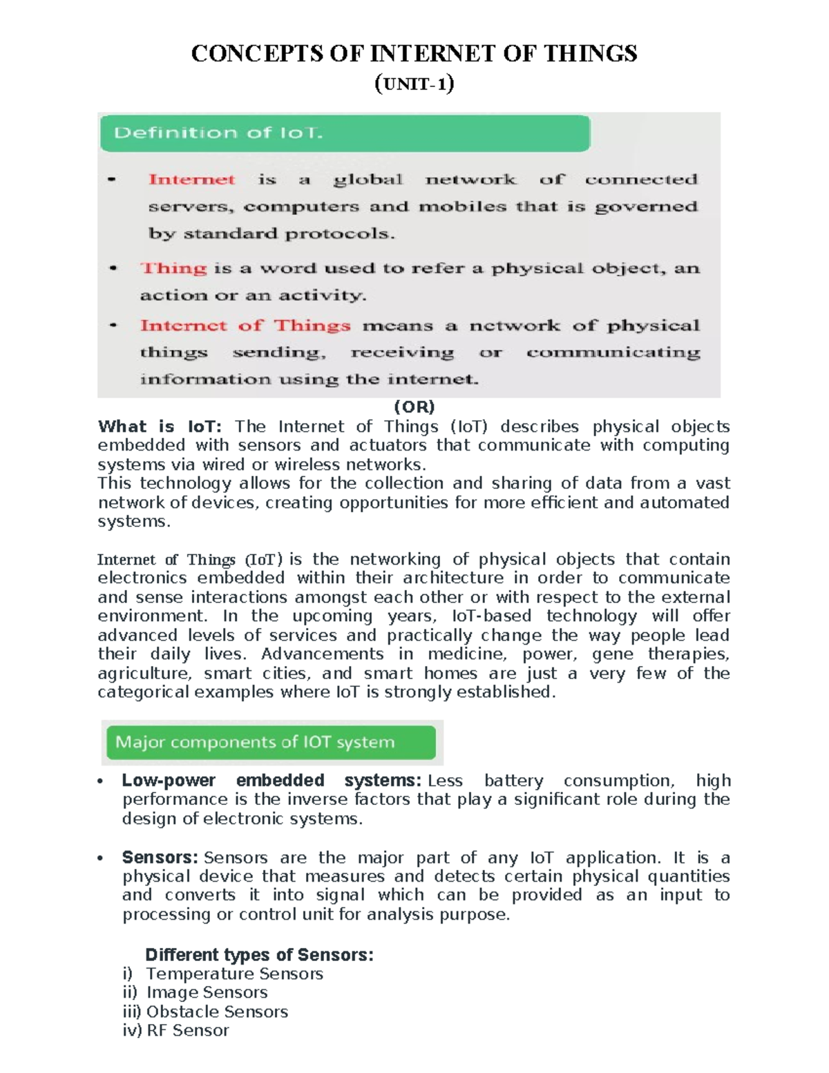 IOT-UNIT-1,2&3 Mid-1 Material - CONCEPTS OF INTERNET OF THINGS (UNIT-1 ...