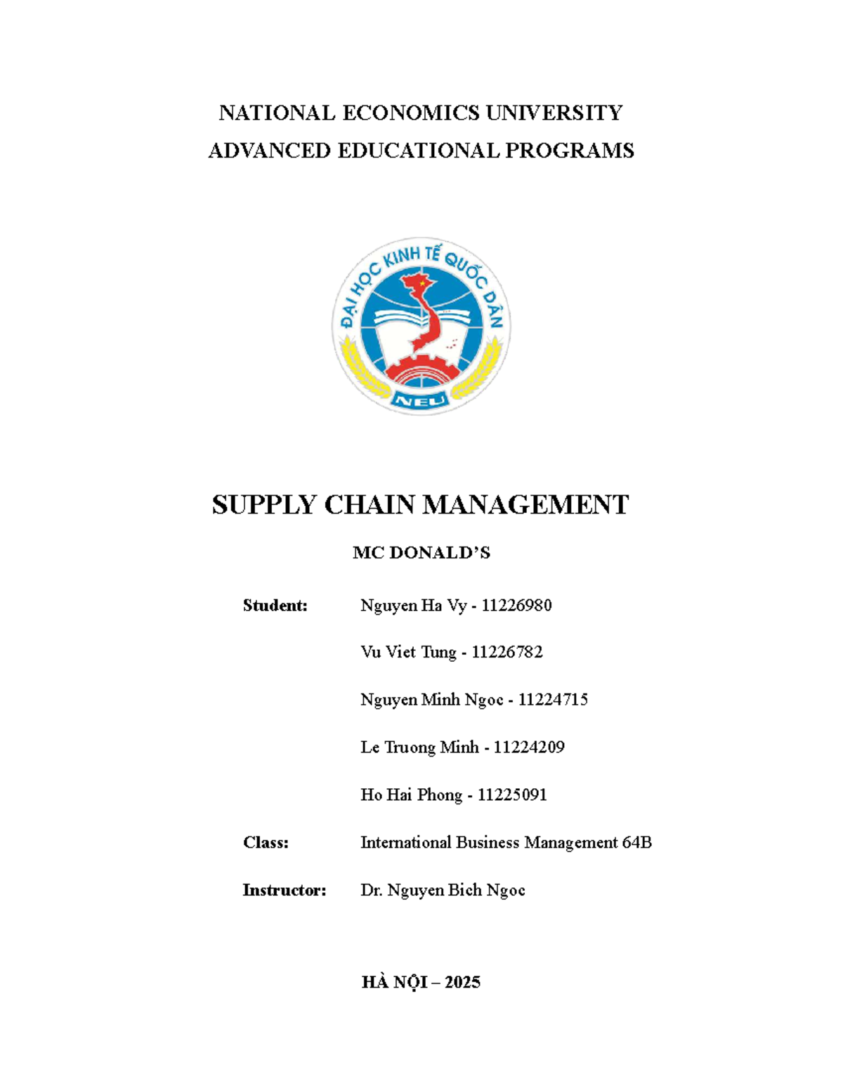 SCM Case Study: Global Supply Chain Management at McDonald's (IBM 64B ...
