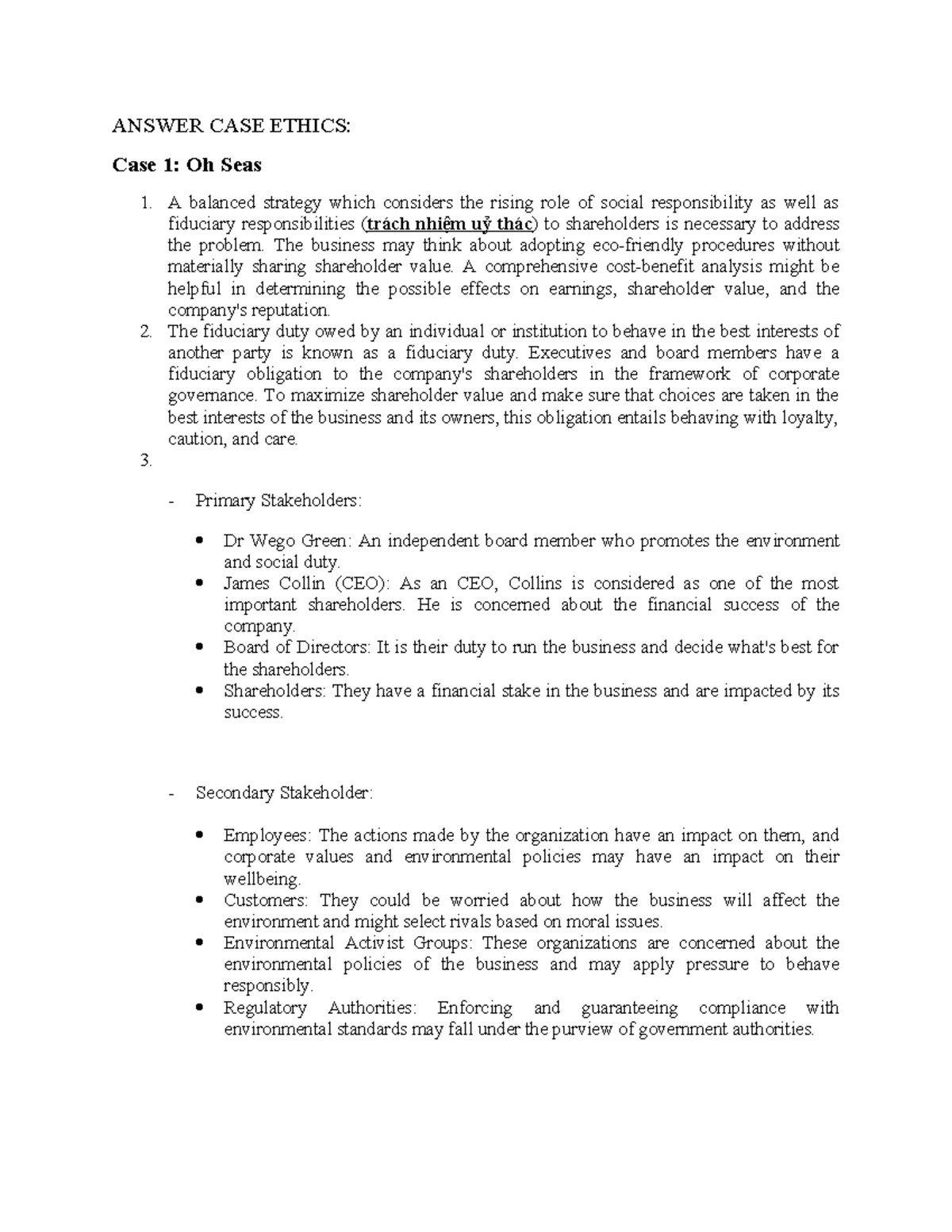 Case Studies on Ethics and Social Responsibility in Business (PHIL160 ...