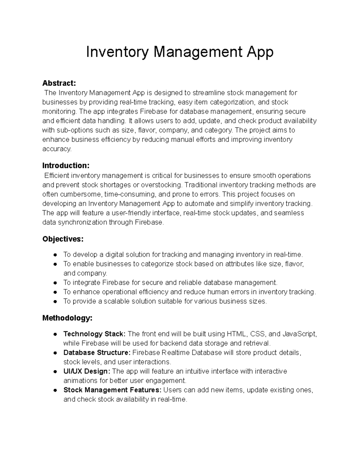 Inventory Management App - The app integrates Firebase for database ...