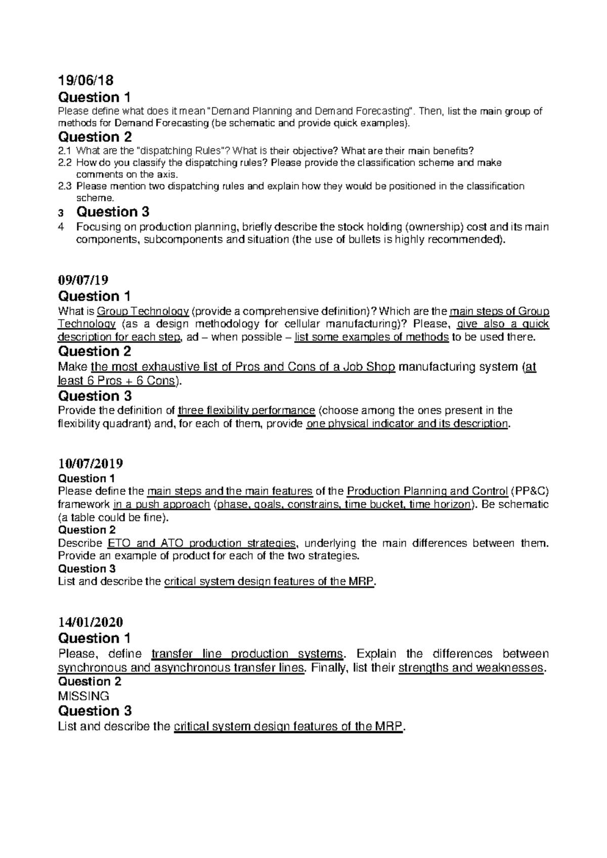 Theory Questions for Exam Collection (Course Code: TBD) - Studocu