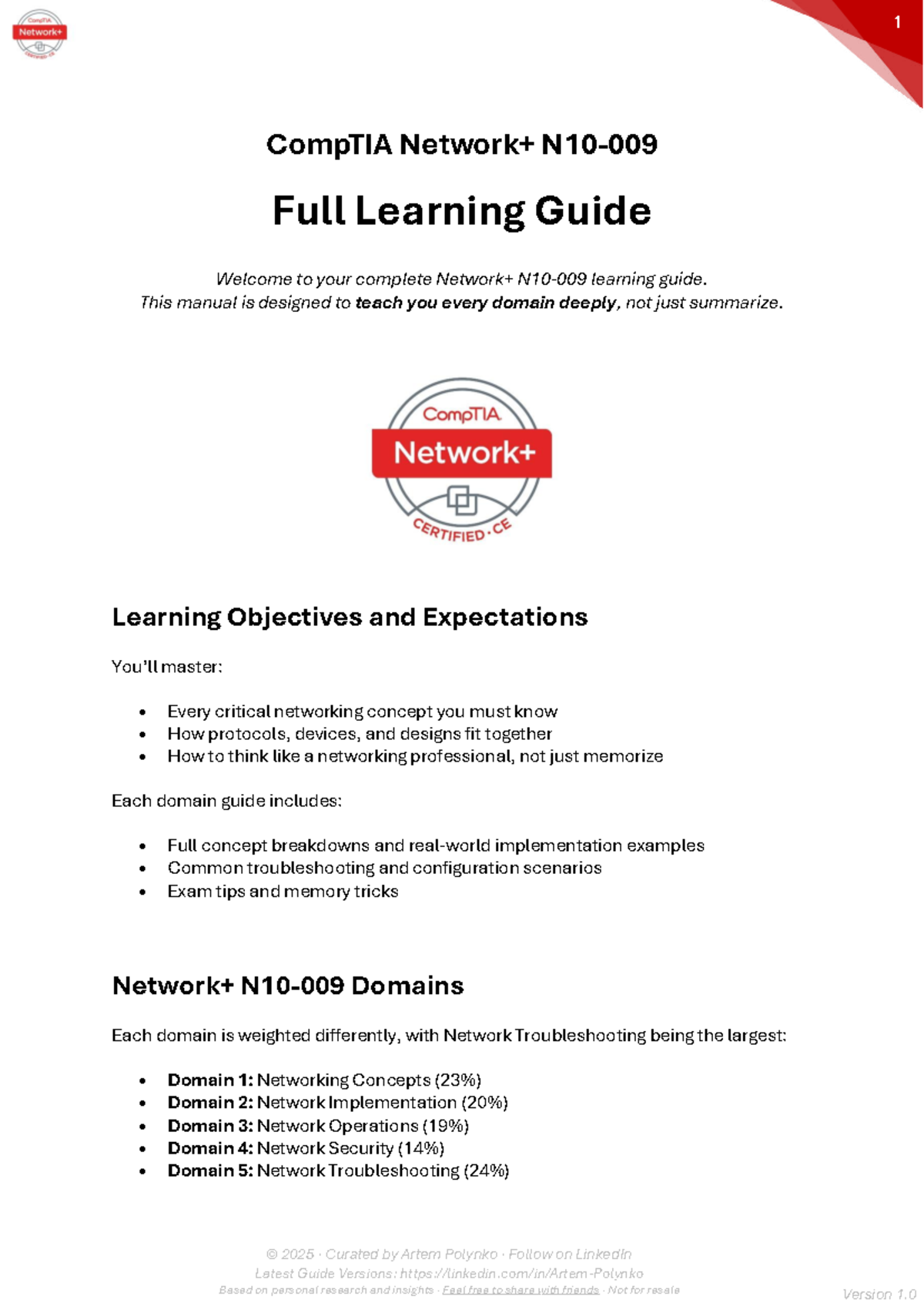 CompTIA Network+ N10-009 Full Learning Guide: Master Networking ...