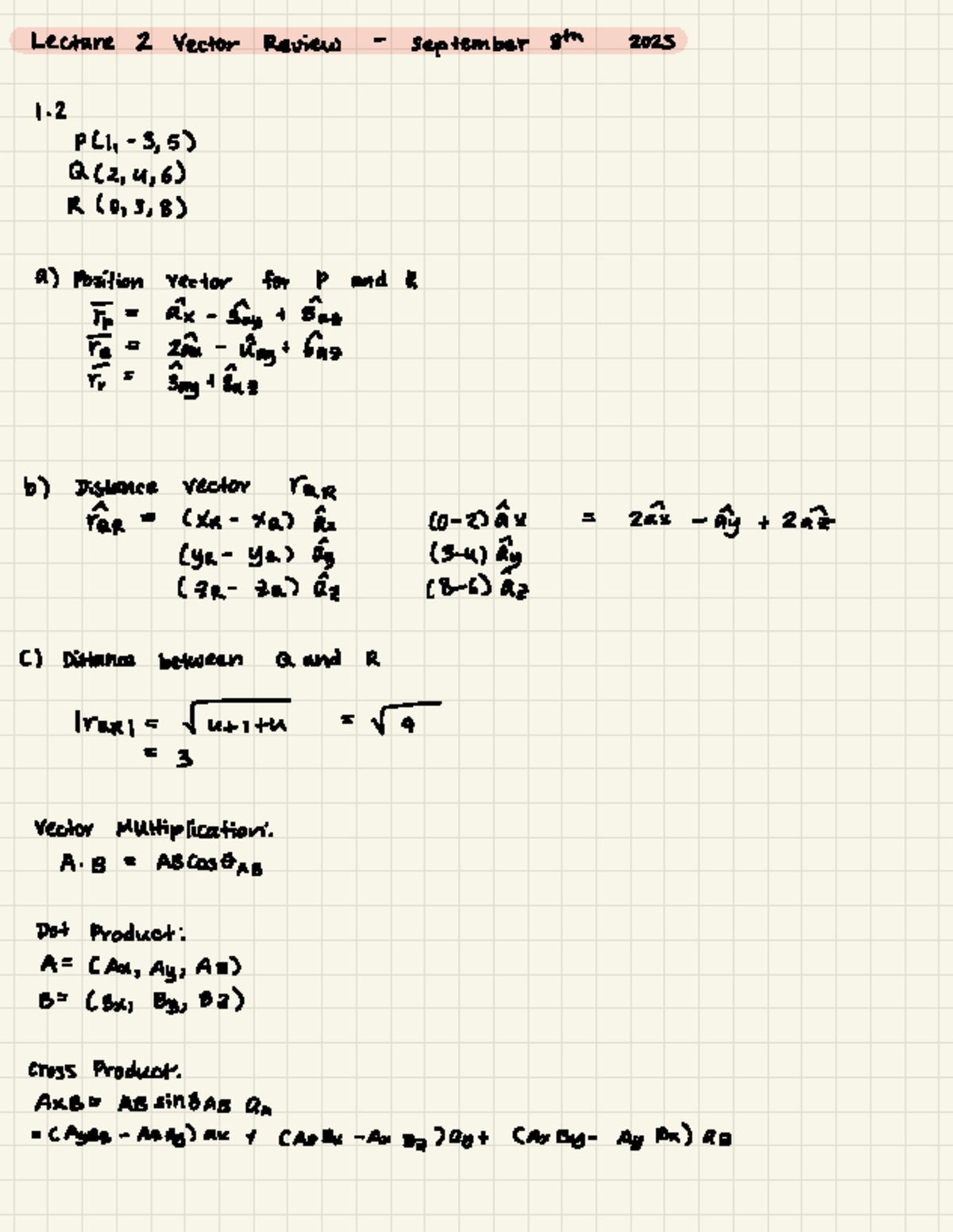 ELEC 3105 - Lecture 1: Vector Review and Operations - Studocu