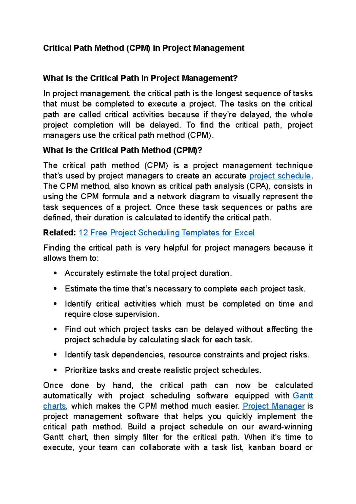 CPM in Project Management: Understanding the Critical Path Method - Studocu