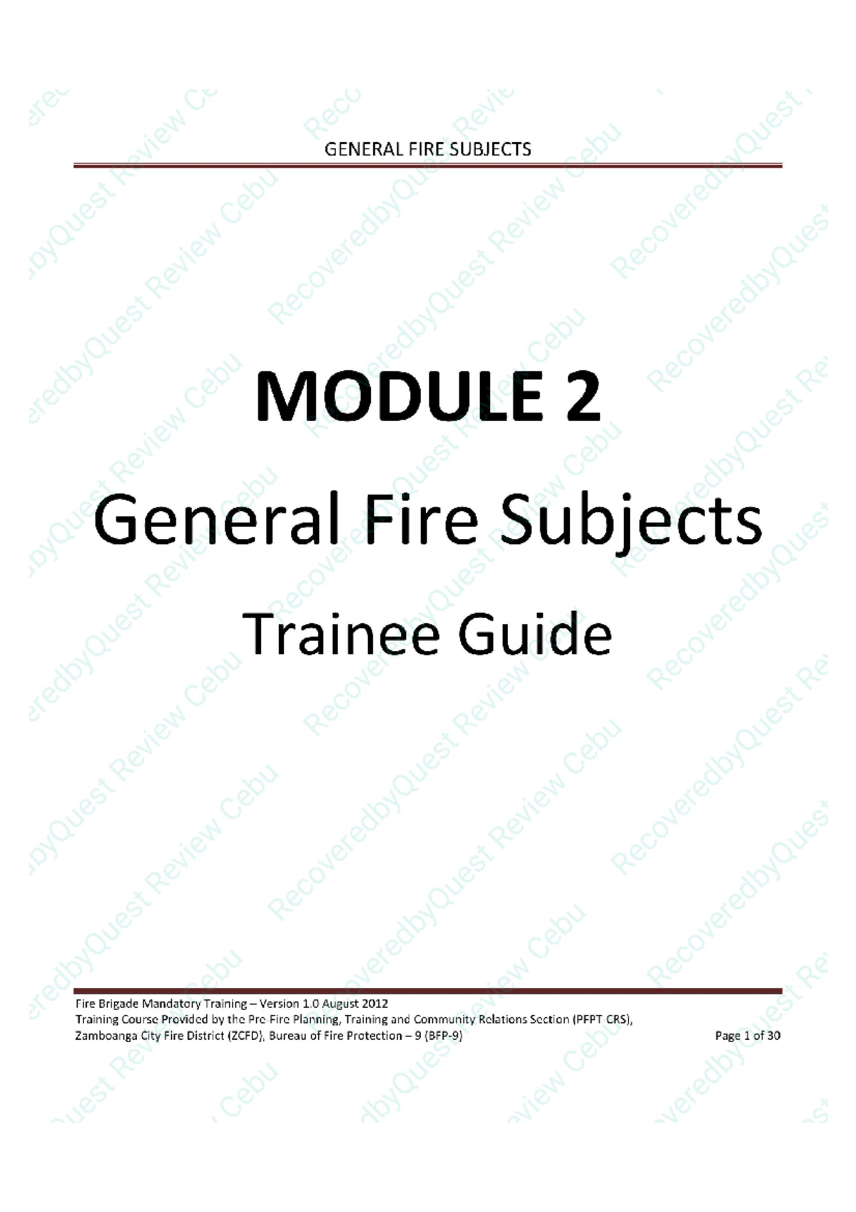 Module 2 General Fire Subjects - Bureau of Fire Protection Modules ...