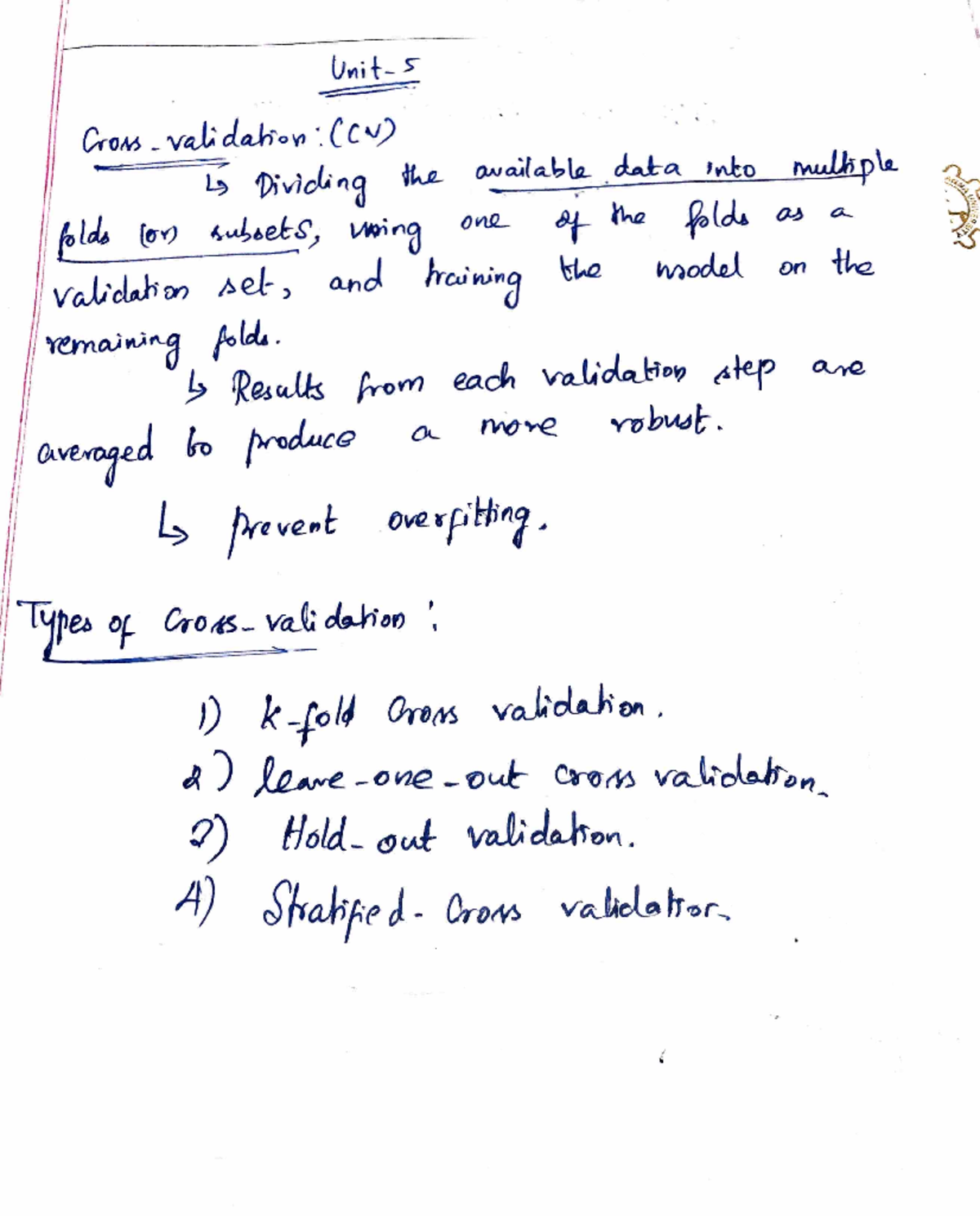 CS101: Cross-Validation Handnotes for Model Evaluation and Training ...