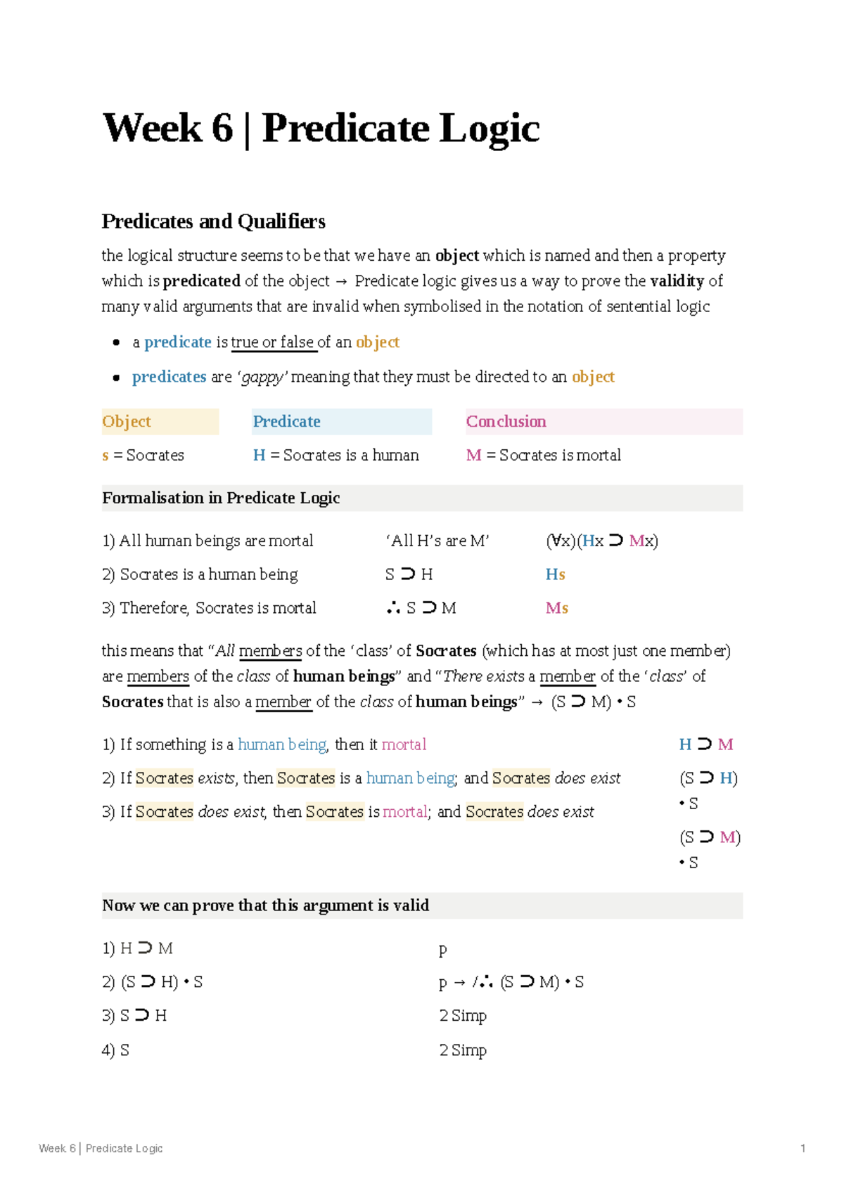 PHI 3023 WEEK 6 Predicate Logic Notes: Validity, Quantifiers, and ...