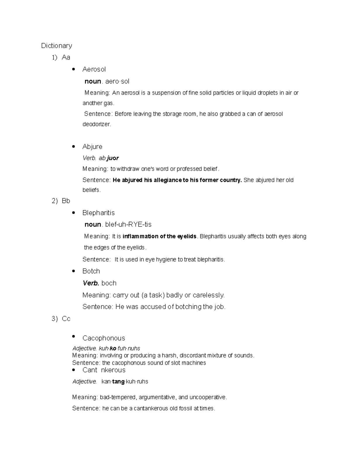 Dictionary Jav - XYZ - Dictionary 1) Aa Aerosol noun. aero·sol Meaning ...