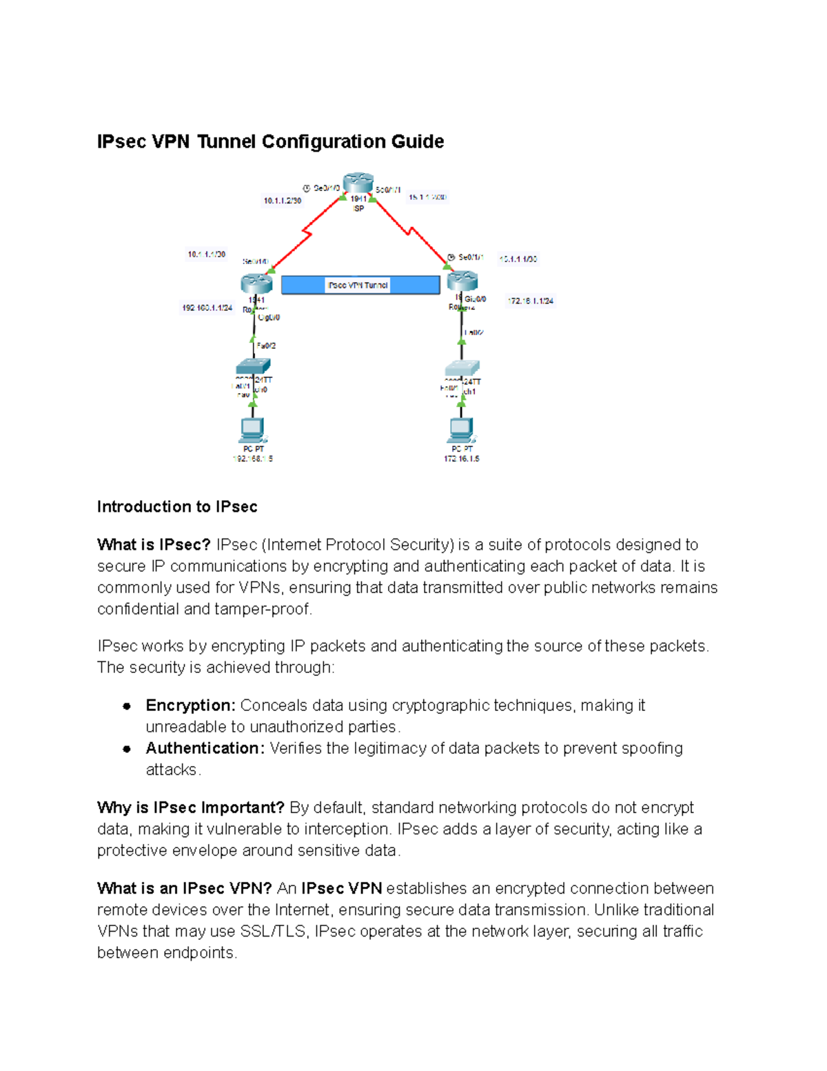 IPsec VPN Tunnel Configuration Guide for Cisco Devices - Studocu