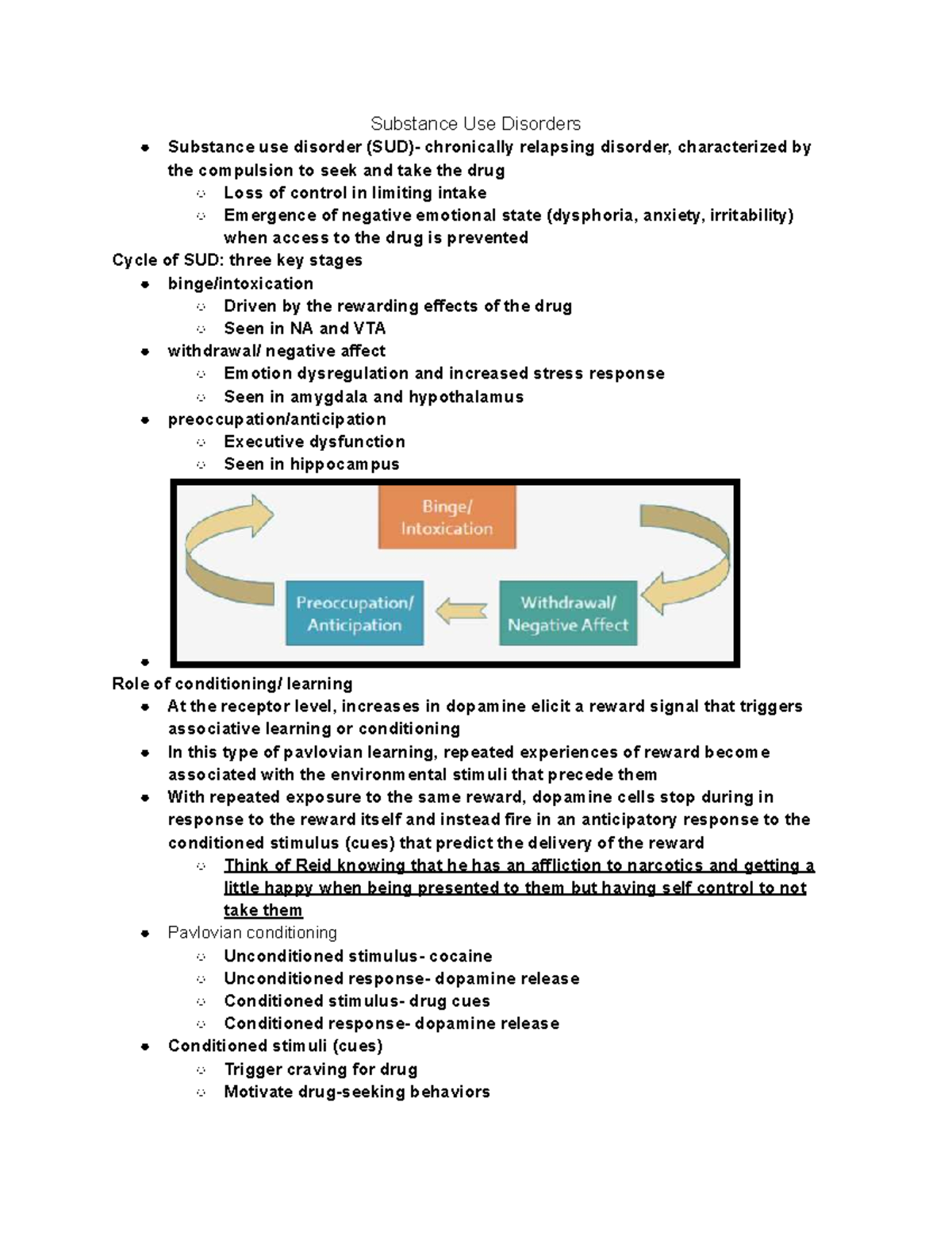 PSCH262 Final Exam Study Guide: Substance Use Disorders Overview - Studocu