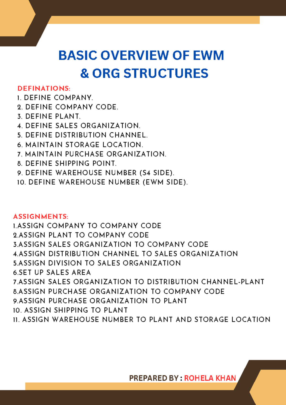 Basic Overview of EWM Org Structures & Definitions (EWM 101) - Studocu