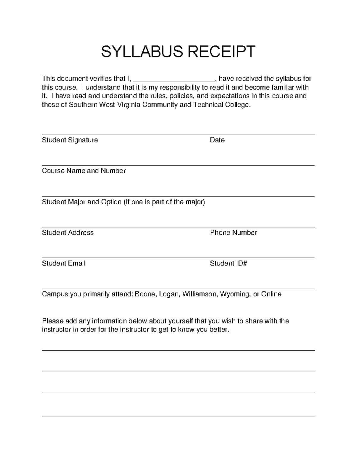 FILE 4176 - Intro to Nursing Paperwork - SYLLABUS RECEIPT This document ...