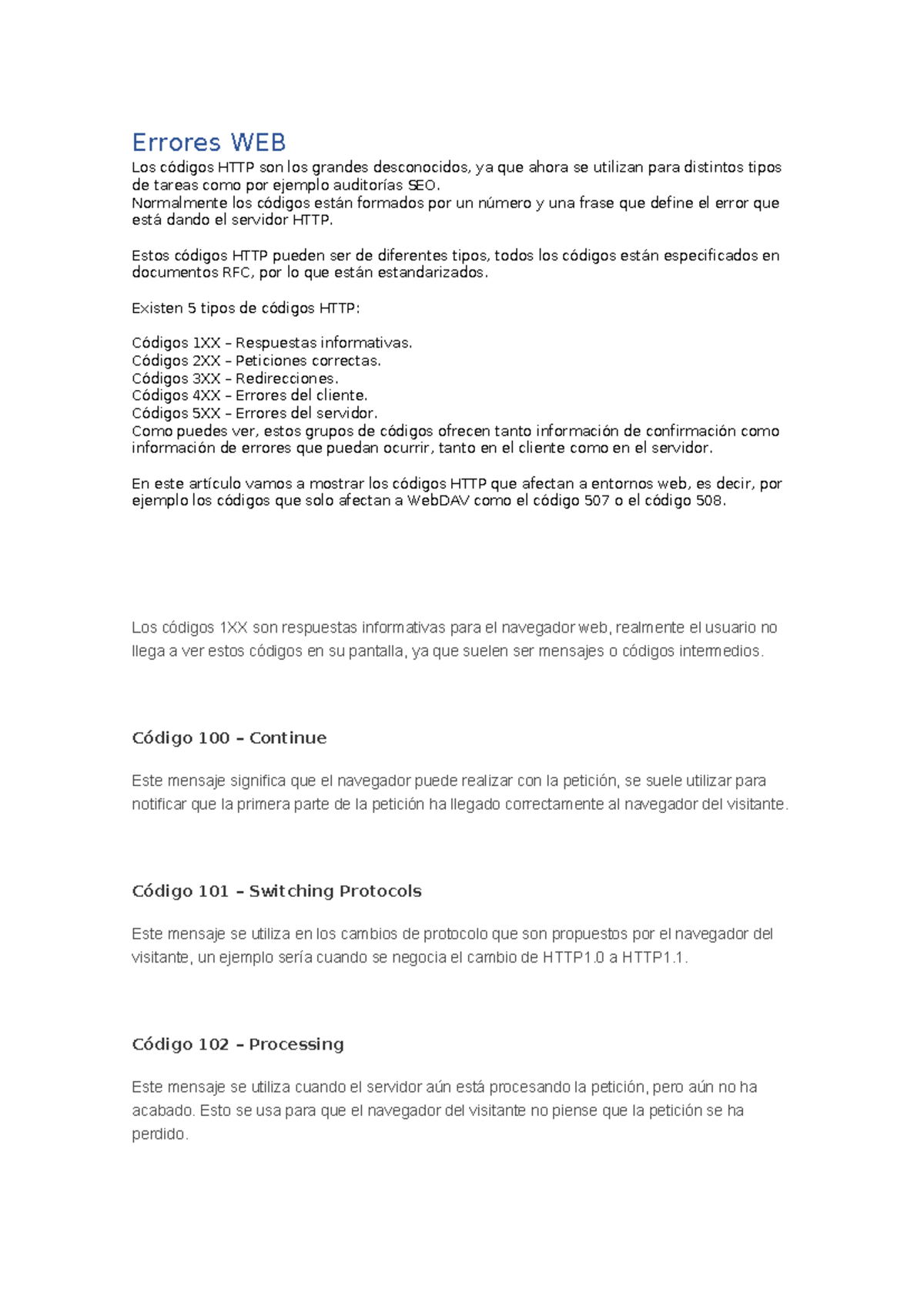 Errores codigos http - Errores WEB Los códigos HTTP son los grandes ...