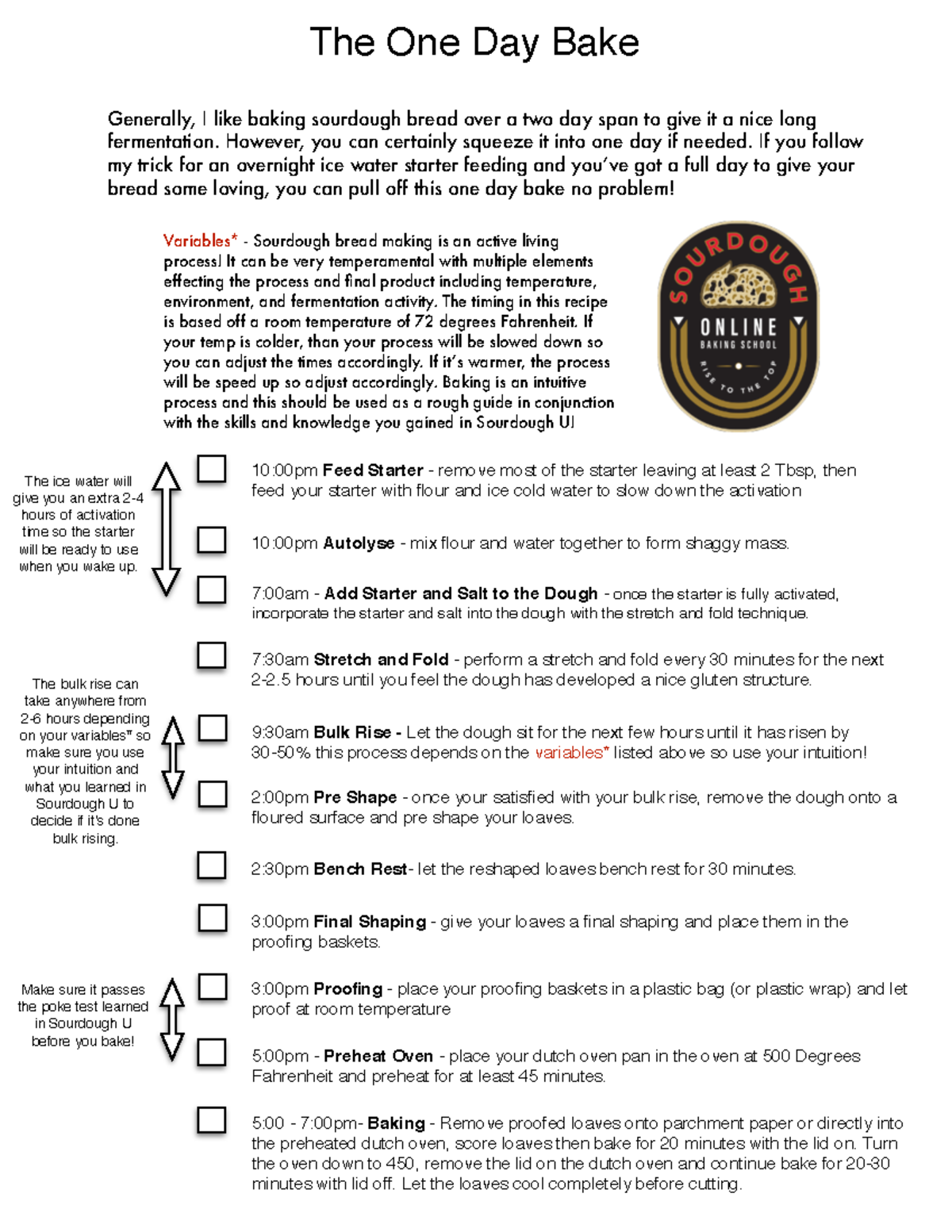 Sourdough Bread Making: Timed Checklists for Each Baking Style - Studocu