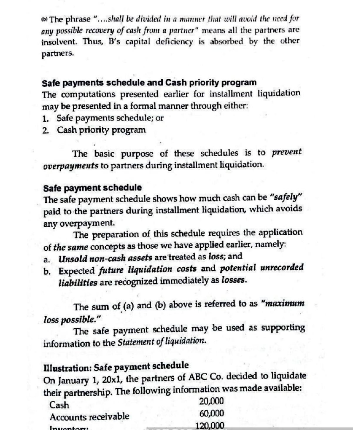 Safe Payment Schedule for Liquidation: Key Concepts and Illustrations ...