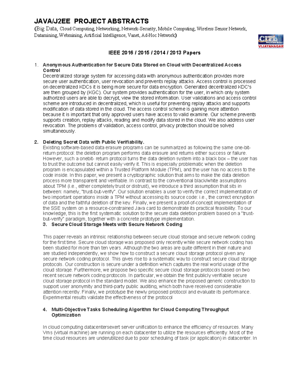 2016 IEEE Cloud Computing M.Tech Case Studies and Research Papers - Studocu