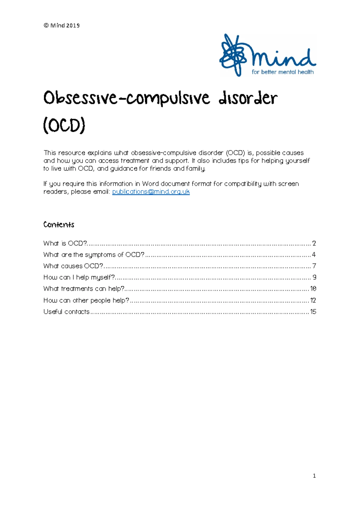 OCD Overview: Understanding Symptoms, Treatment, and Support - Studocu