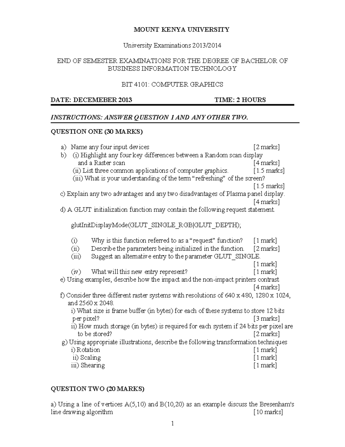 BIT 4101 Final Exam: Computer Graphics Comprehensive Review - Studocu