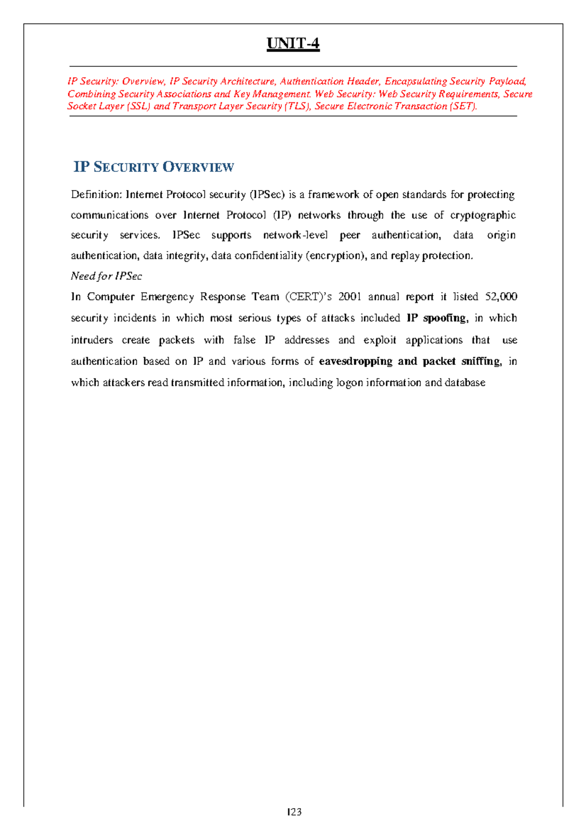 IP Security Essentials: Overview and Architecture (IS Notes Unit-4 ...