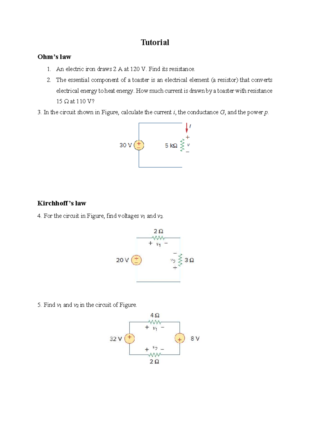 EEE1001 Electric Circuit and Systems - Tutorial 25-26 Solutions - Studocu