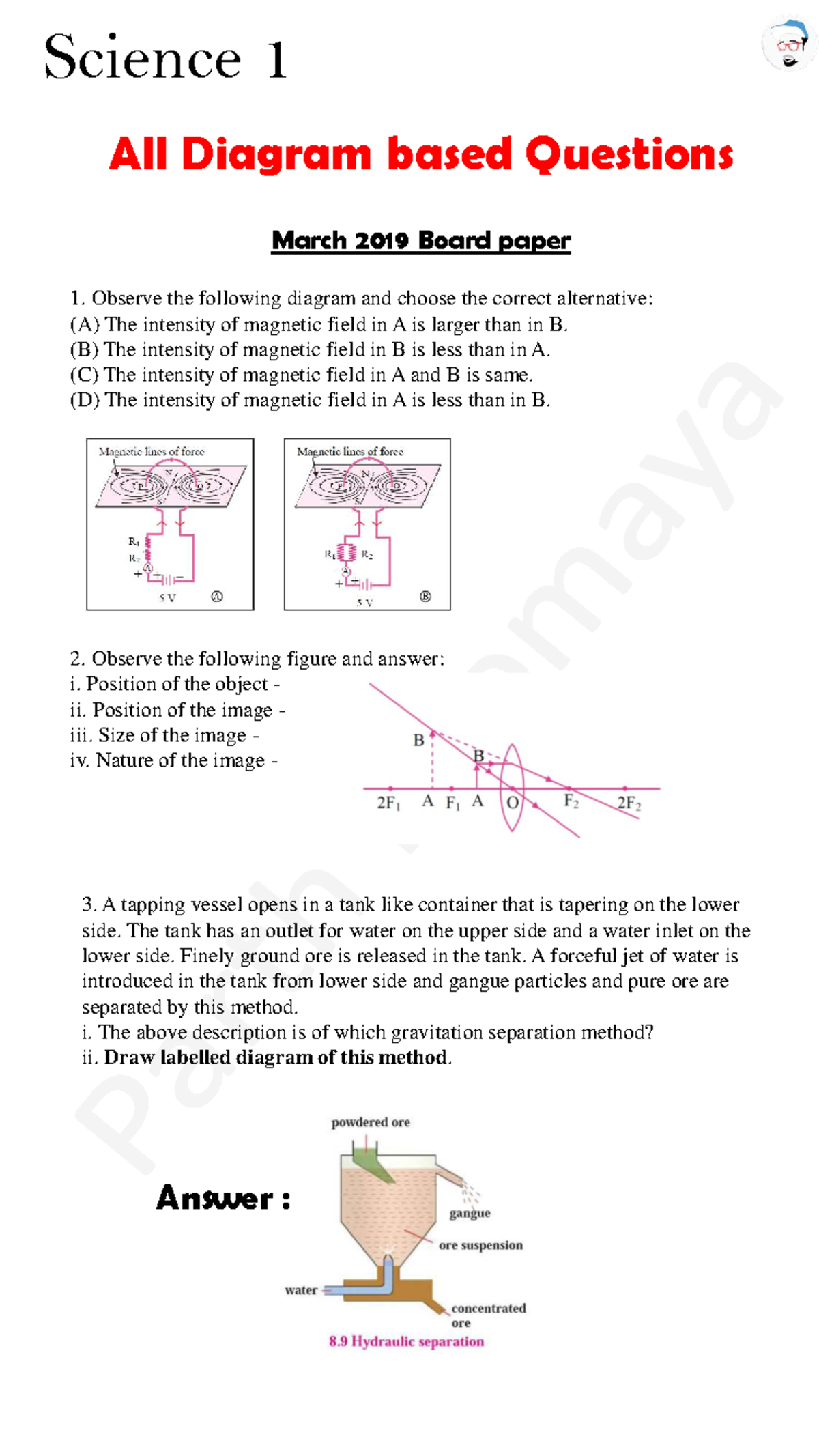 Science 1 Diagram Based Important Questions for March 2019 Board Exam ...