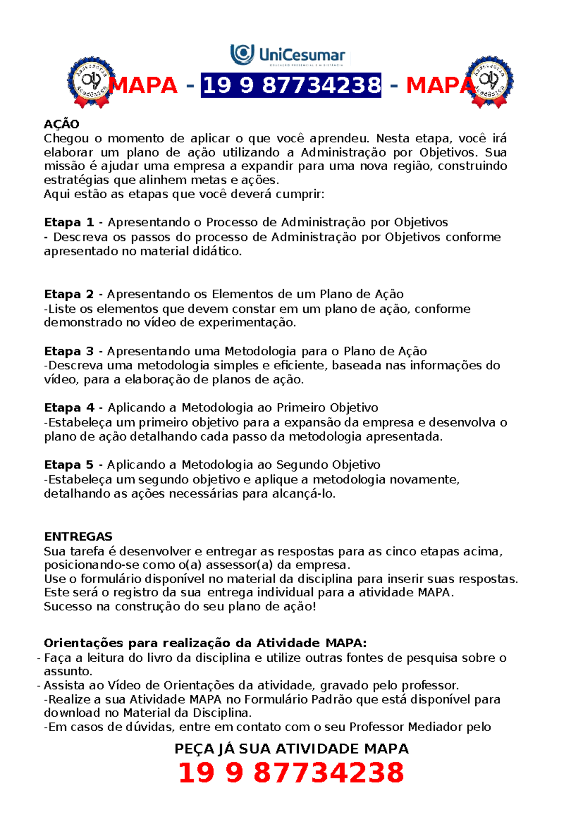 Etapa 1 - Processo de Administração por Objetivos: Passos e Ações MAPA ...