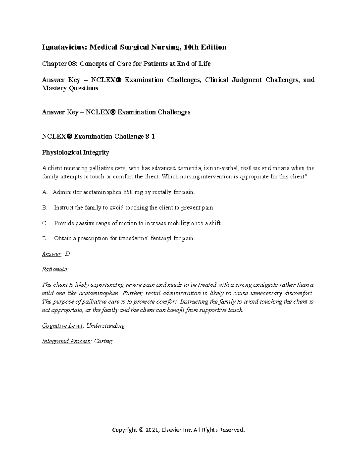Chapter 08: Care Concepts for End-of-Life Patients - NCLEX Review - Studocu
