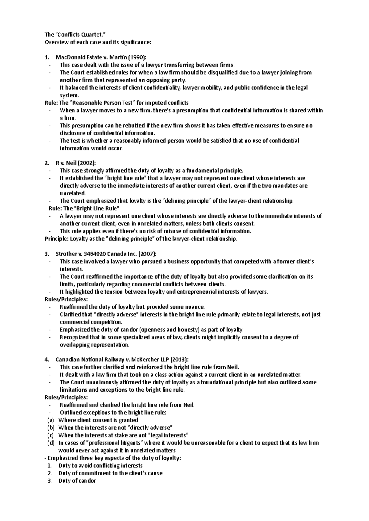 One-Pager on the Locus Classicus of Conflicts (Quartet Cases) - Studocu