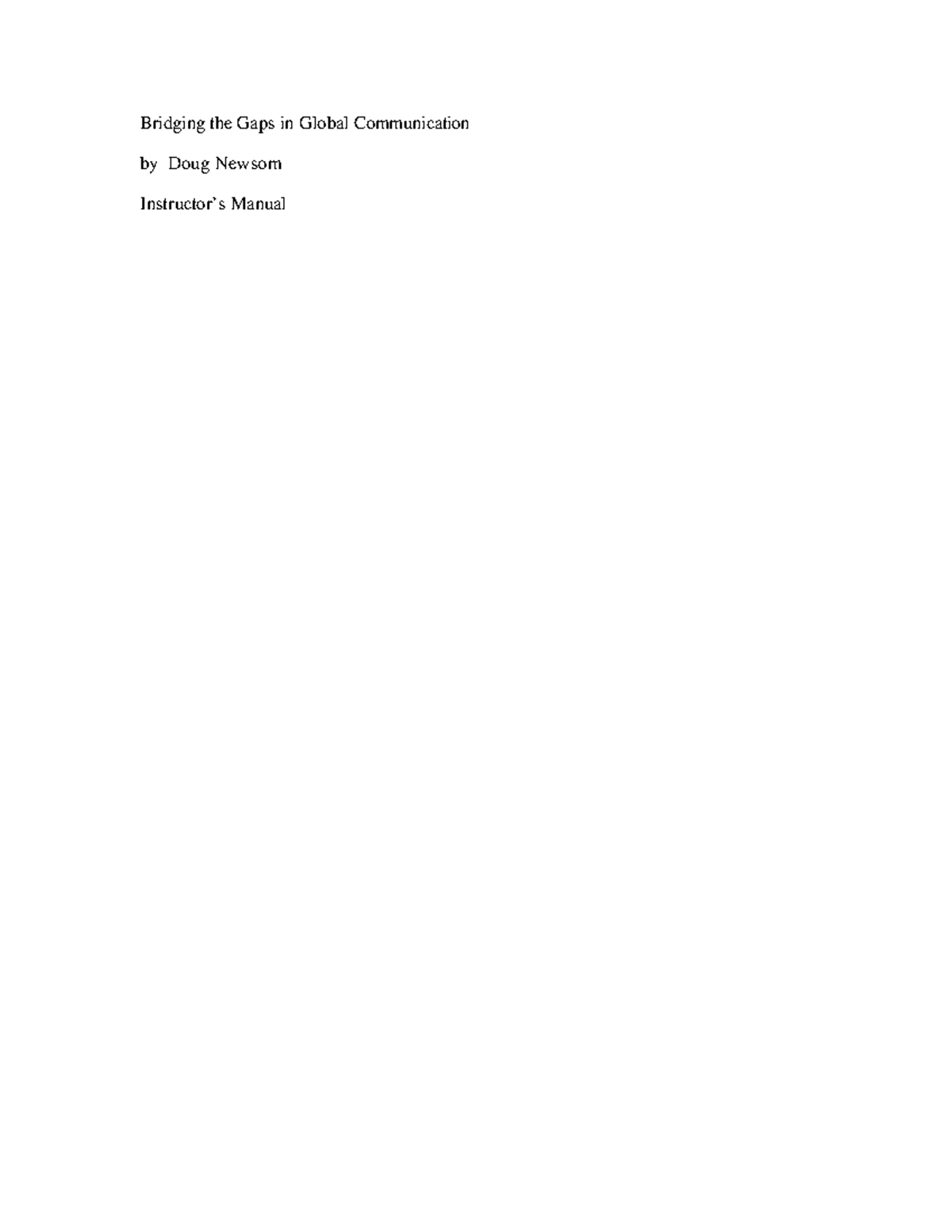 IM Bridging Gaps: Instructor's Manual for Global Communication - Studocu