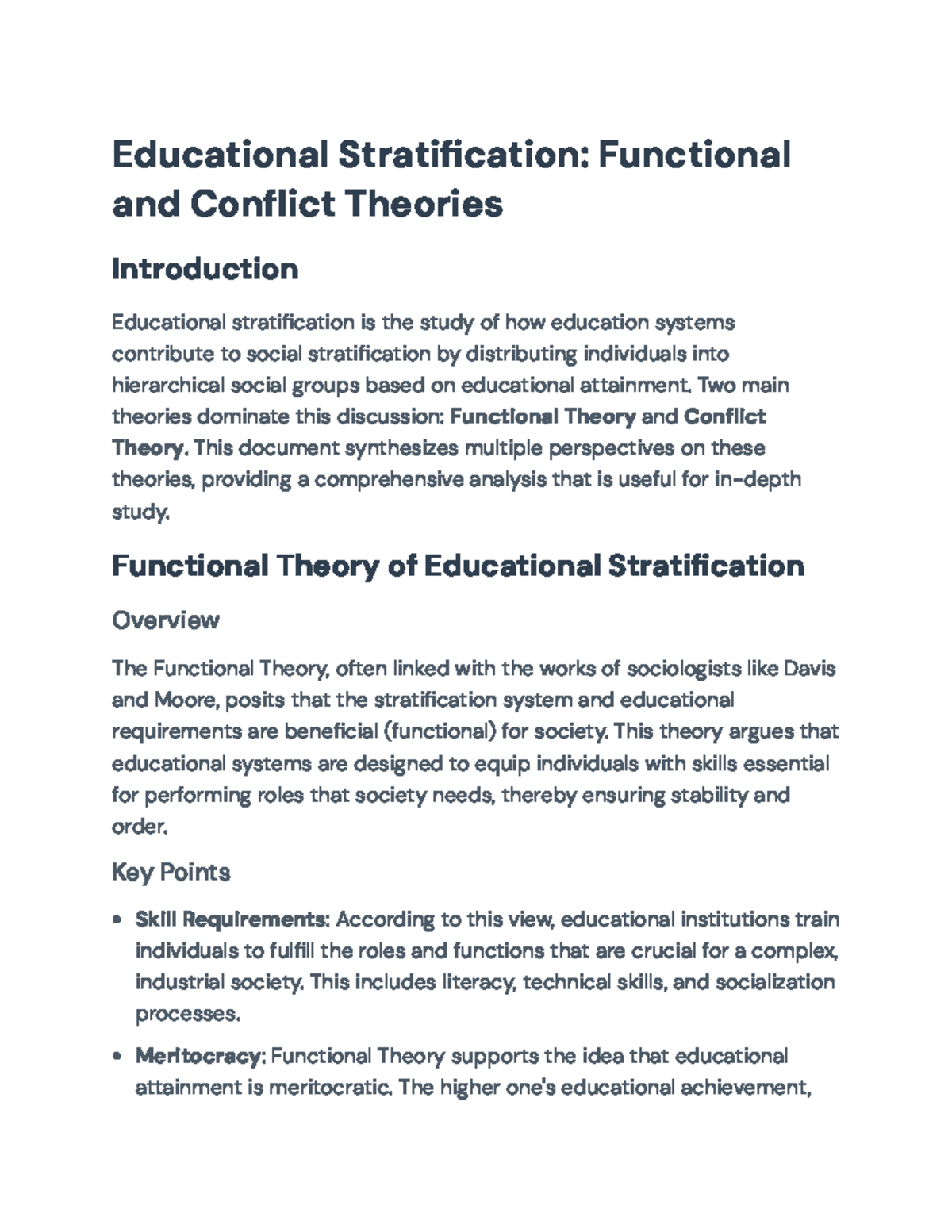 Educational Stratification: Analyzing Functional and Conflict Theories ...