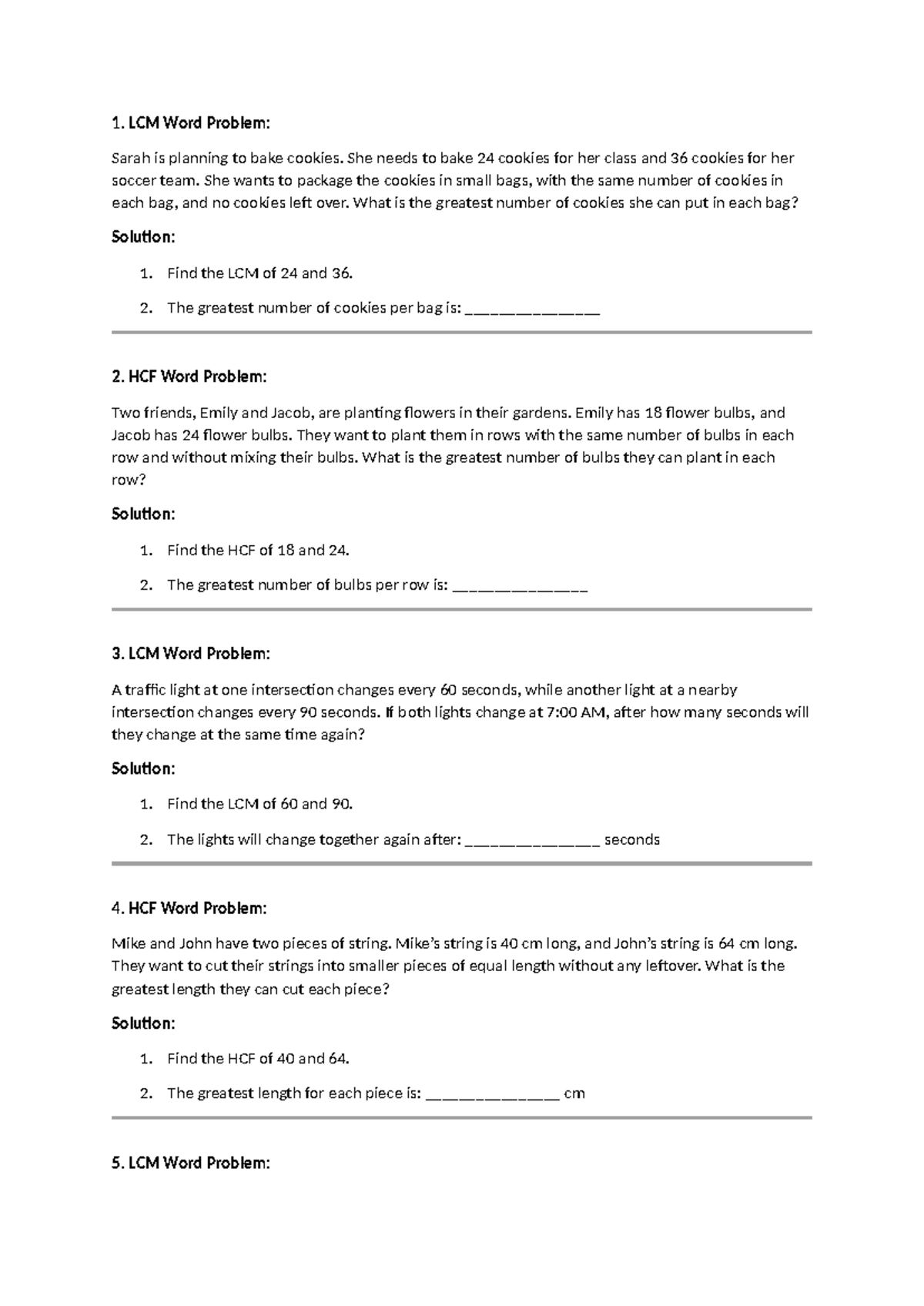 Mathematics Problems on LCM and HCF: Practice Exercises and Solutions ...