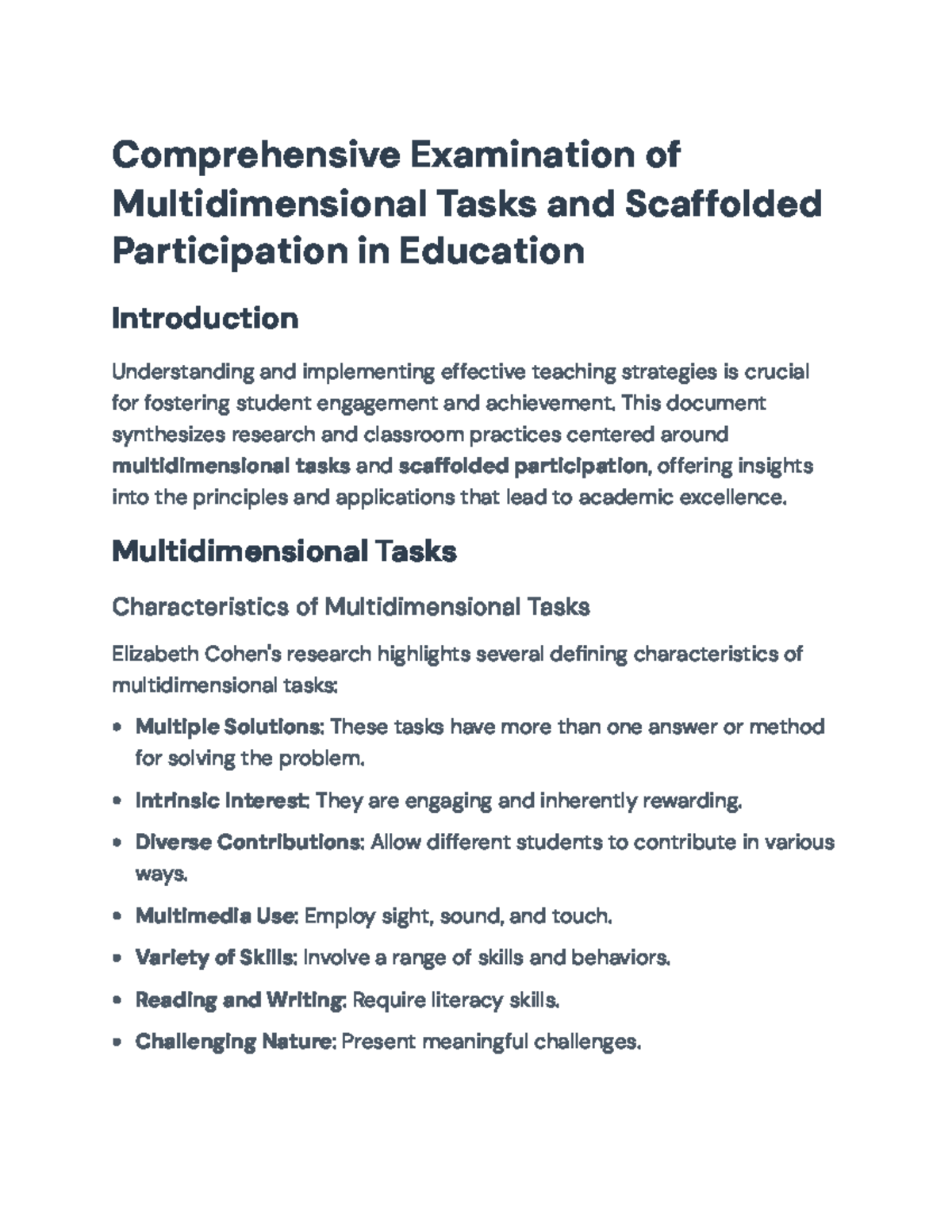 Enhancing Student Engagement: Multidimensional Tasks & Scaffolding ...