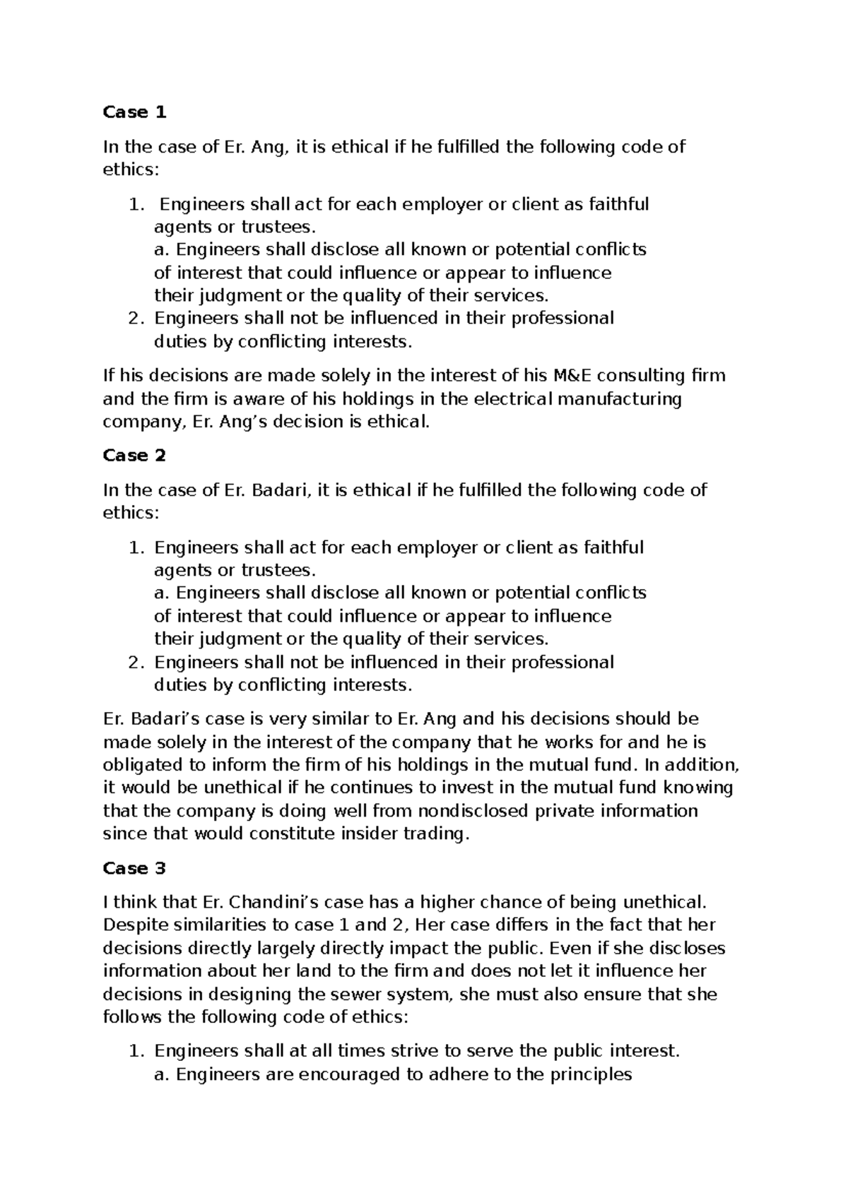 EG2401 Case Study: Ethical Dilemmas in Engineering Practice - Studocu