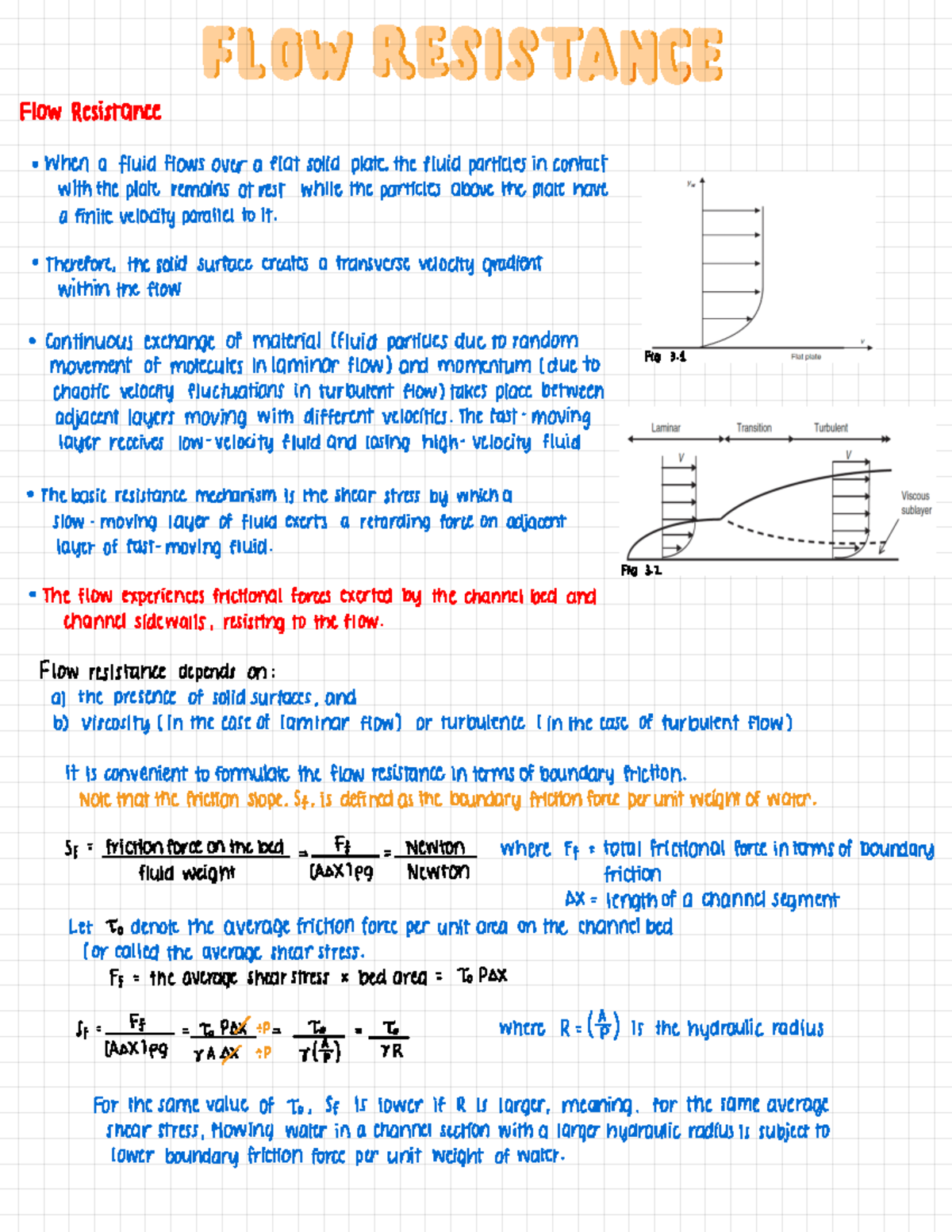 CIVI381 Lecture Notes: Understanding Flow Resistance Mechanics - Studocu