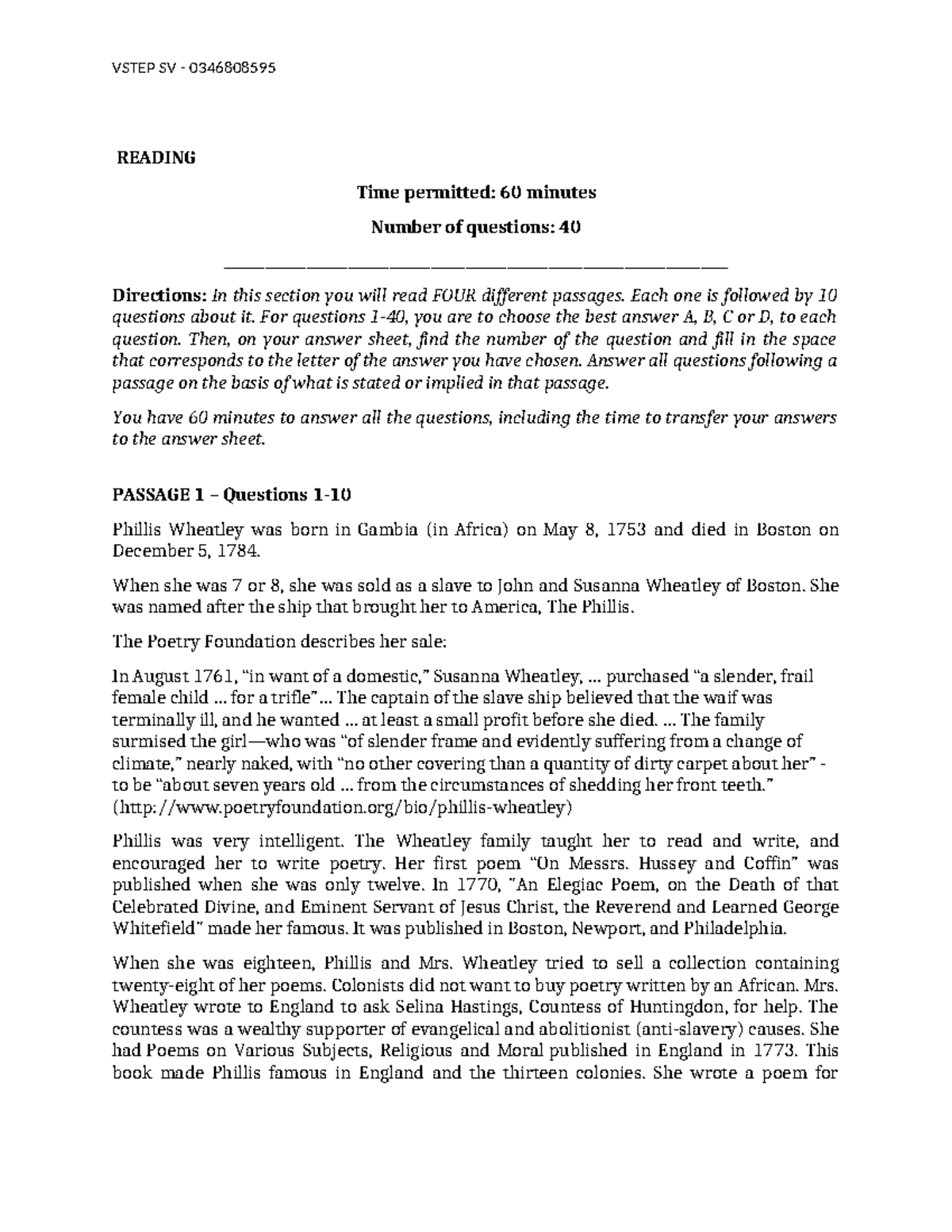 Vstep Reading Full Test: Comprehensive Practice & Passage Analysis ...