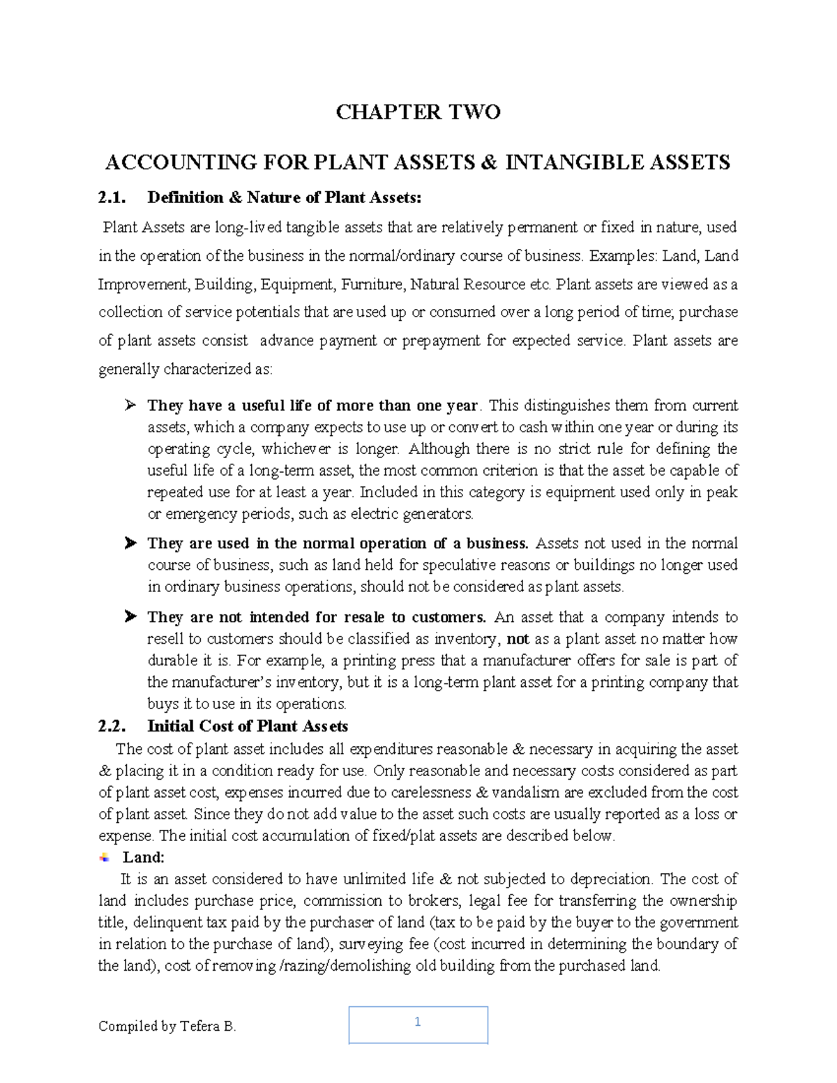 480153092 Chapter 2: Accounting for Plant and Intangible Assets - Studocu