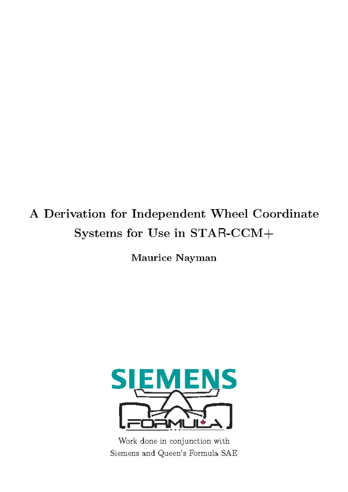 Independent Wheel Coordinate Systems Derivation for SAE 1 - Studocu