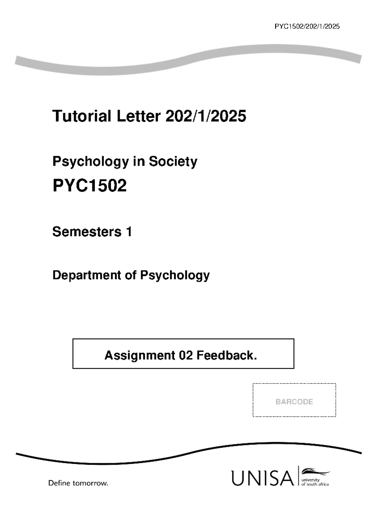 PYC1502 Semester 1 2025 Assignment 02 Feedback and Study Notes - Studocu