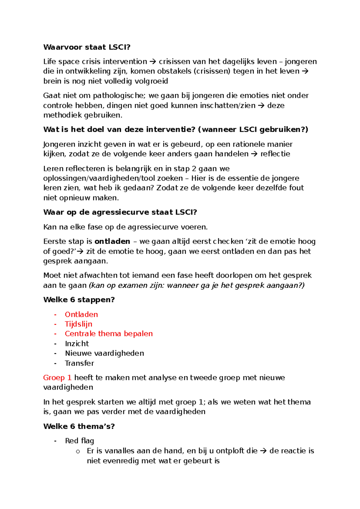 LSCI PR1 - Notities over Life Space Crisis Intervention en Jongeren ...