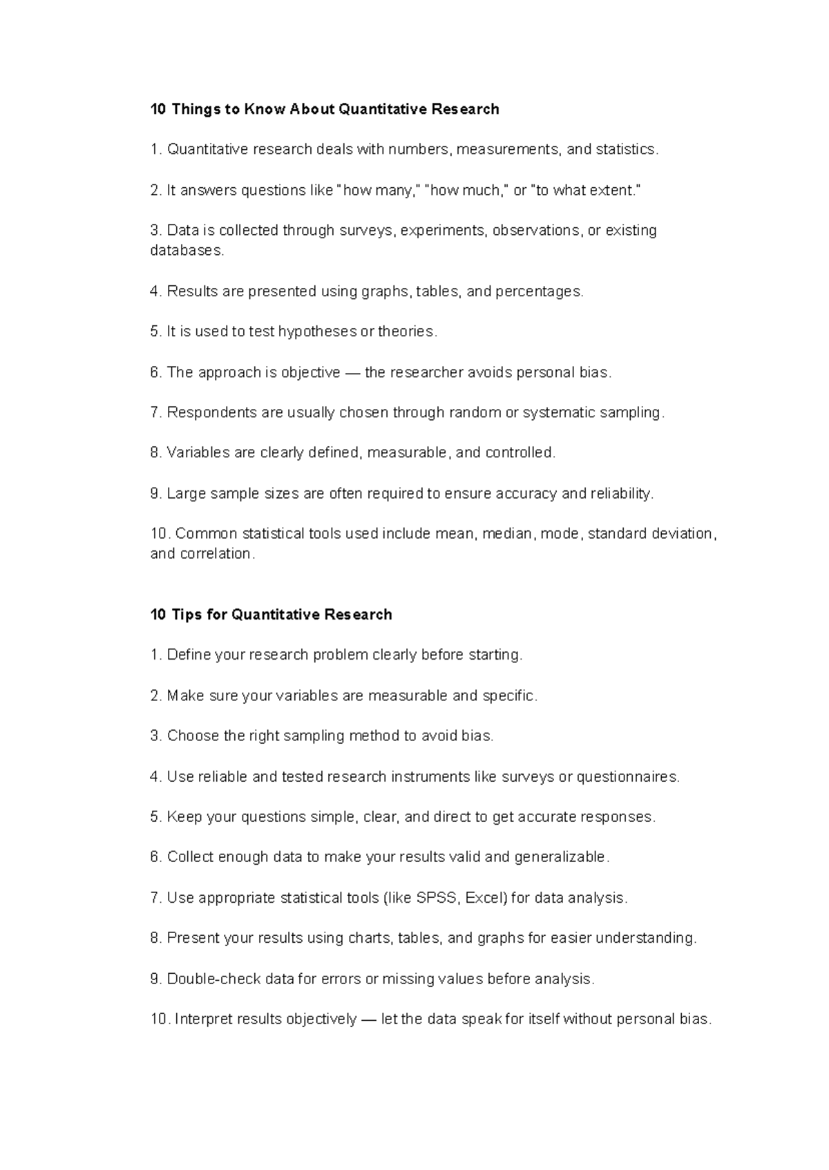 Quantitative Research Essentials: 10 Key Insights & Tips - Studocu