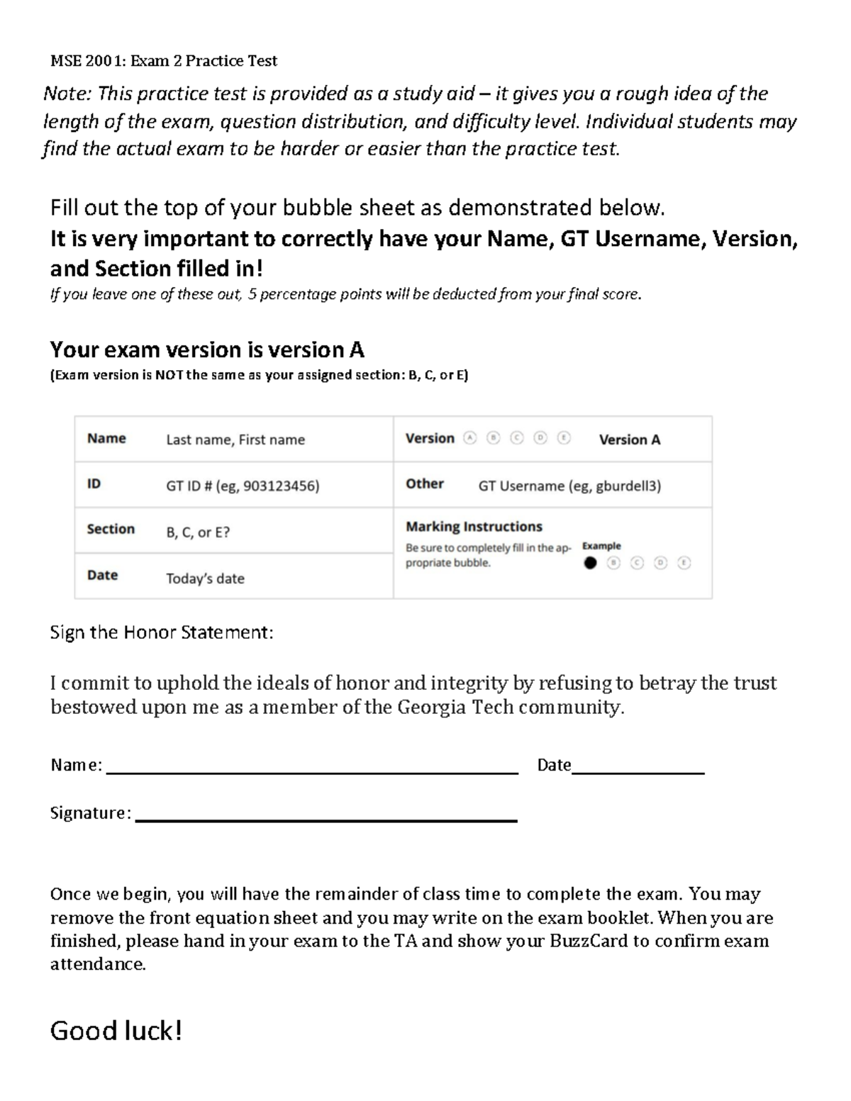 MSE 2001: Exam 2 Practice Test Study Guide and Tips - Studocu