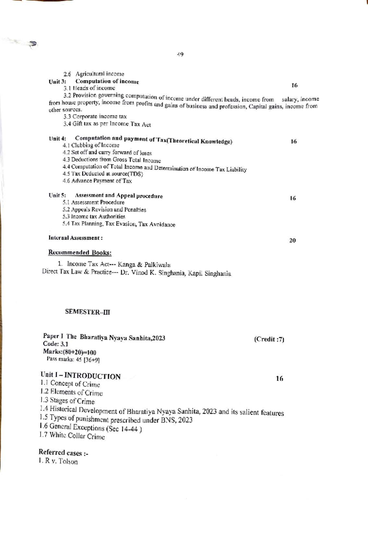 LLB Syllabus: 3rd Semester Overview and Key Units - Studocu