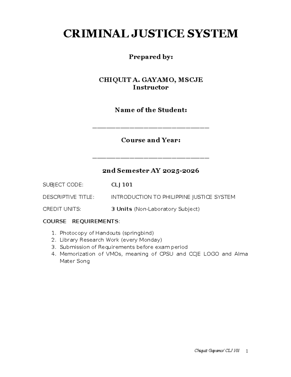 Introduction to the Philippine Criminal Justice System - CLJ 101 - Studocu